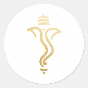Gouden Festieve Ganesh/ Indiase God Ronde Sticker