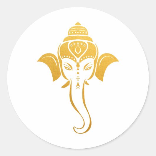 Gouden Festieve Hindoe Huwelijk Ganesh | Indiase G Ronde Sticker (Voorkant)