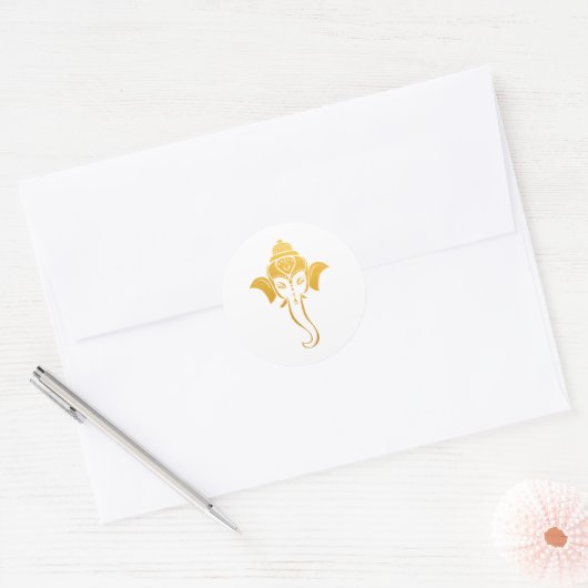 Gouden Festieve Hindoe Huwelijk Ganesh | Indiase G Ronde Sticker (Envelop)
