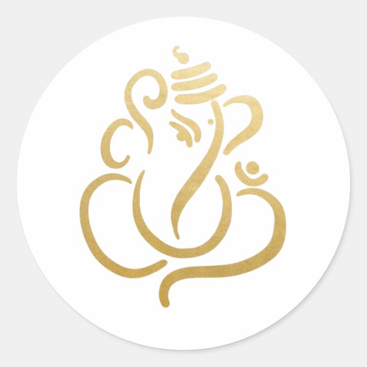 Gouden Festive Ganesh | Indiase God Ronde Sticker (Voorkant)