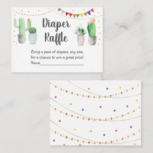 Gouden Fiesta Cactus Baby shower Luier Raffle Informatiekaartje (Voorkant / Achterkant)