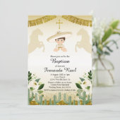 Gouden Fiesta Jongen Doop Doop Kaart (Staand voorkant)