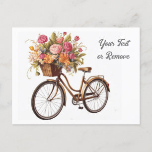Gouden Fiets met Bloemenmand Vintage Briefkaart