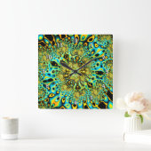 Gouden Fijn Fractal van brago-Mitchell van de Pauw Vierkante Klok (Huis)