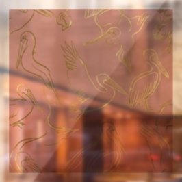 Gouden Filigraan Art Deco | Pelikaan Roze Kwarts Raamsticker