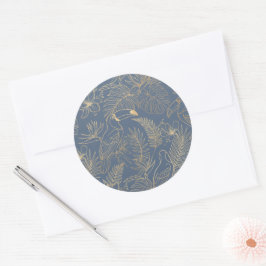 Gouden Filigraan Art Deco | Toekan Erfgoed Grijs Ronde Sticker
