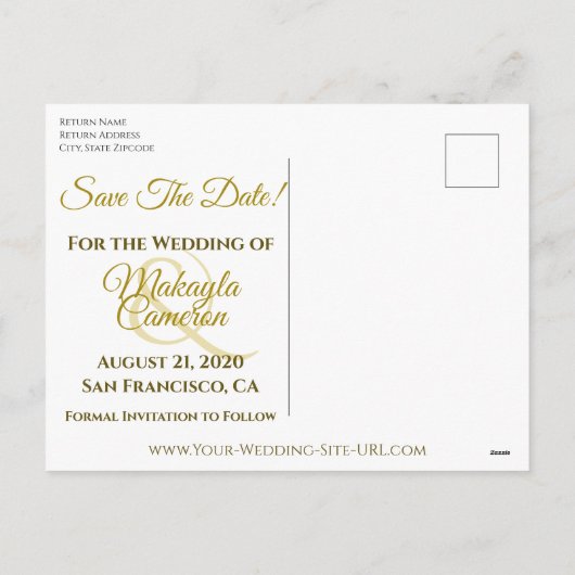 Gouden filigraan bruiloft Bewaar de datum Fotokaar Feestdagenkaart (Achterkant)