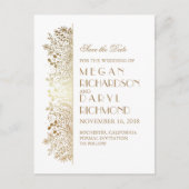 Gouden filigraan Elegant Bloemen Save the Date Aankondigingskaart (Voorkant)