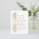 Gouden filigraan Elegant Bloemen Save the Date Aankondigingskaart (Staand voorkant)