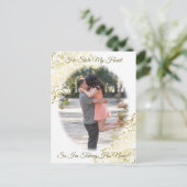 Gouden filigraan Hij stal mijn hart Save the Date Feestdagenkaart (Staand voorkant)