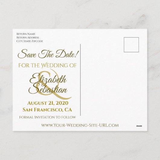 Gouden filigraan Hij stal mijn hart Save the Date Feestdagenkaart (Achterkant)