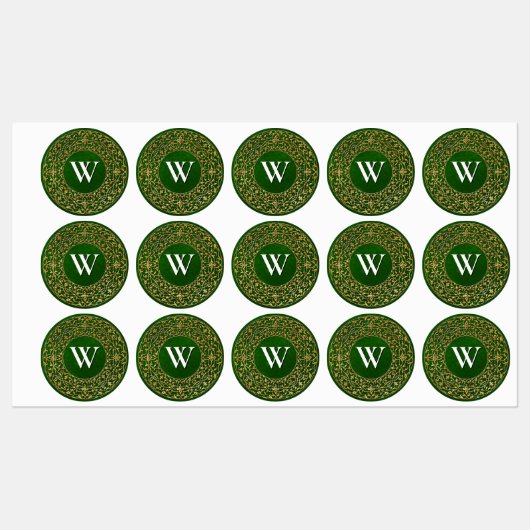 Gouden filigraan monogram labels (Vel)