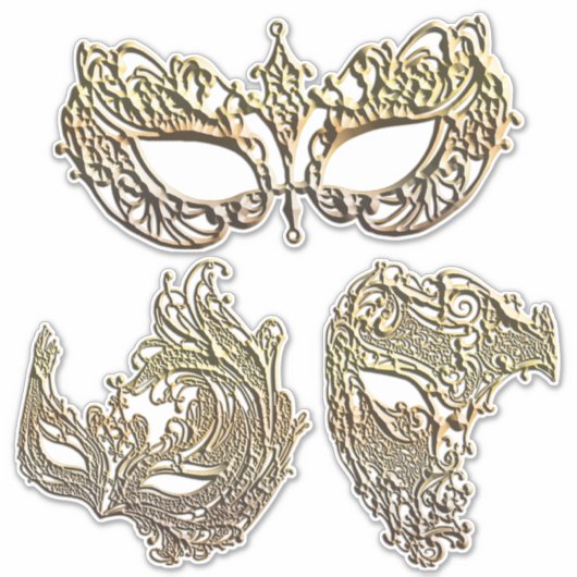 Gouden Filigraan Venetiaanse Mardi Gras-maskers Ku Sticker (Voorkant)