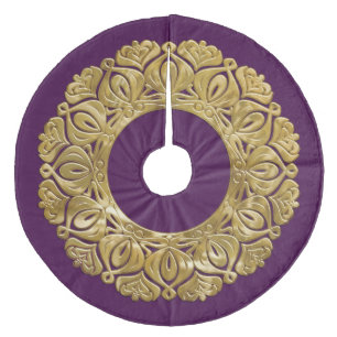 Gouden filigraanrand met elke kleur fleece kerstboom rok