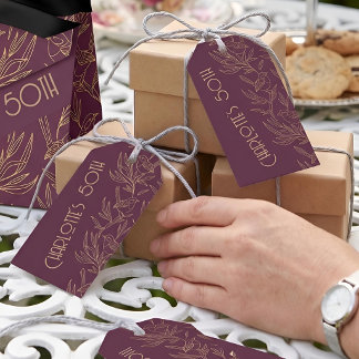 Gouden Filigree Art Deco | Fairy Wren Merlot Maatw Cadeaulabel