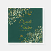  gouden Filigree Elegant Emerald Green Wedding Servet (Voorkant)