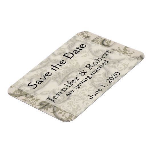 Gouden Filigree Stijl Bruiloft Save the Date Magneet (Linkerzijde)