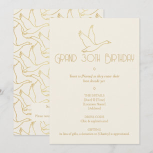 Gouden Filigrein Art Deco Gans 30e Verjaardag Kaart