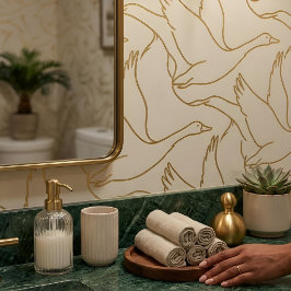 Gouden Filigrein Art Deco | Gans Antiek Crème Behang