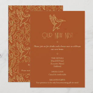 Gouden Filigrein Art Deco   Ijsvogel Housewarming Kaart
