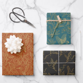 Gouden Filigrein Art Deco | Metropolitan Vogels Se Inpakpapier Vel