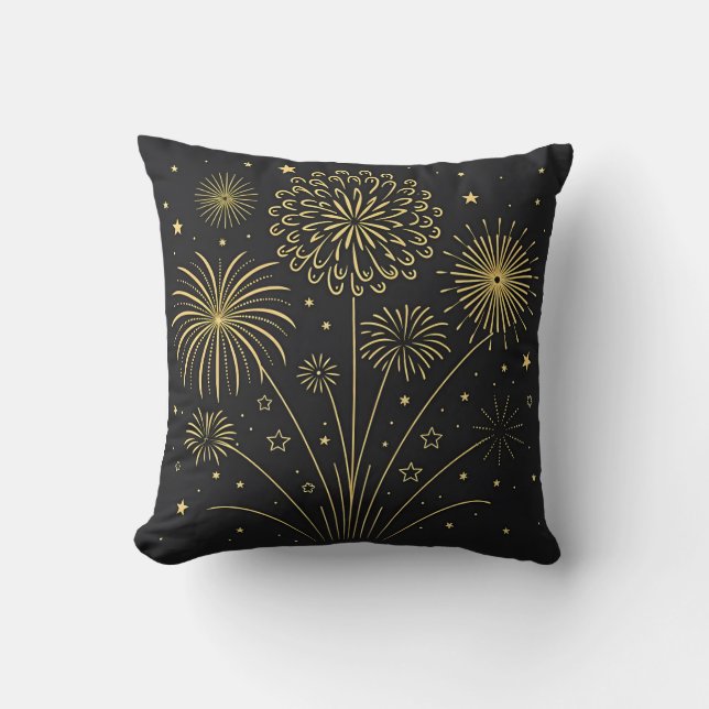 Gouden Fireworks Premium Kussen (Voorkant)