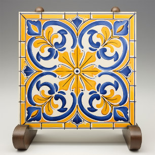 Gouden Fleur-de-Lis Azulejo Print Tegeltje