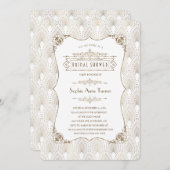 Gouden Fleur-de-lis Great Gatsby 20s Bruidsdiner Kaart (Voorkant / Achterkant)