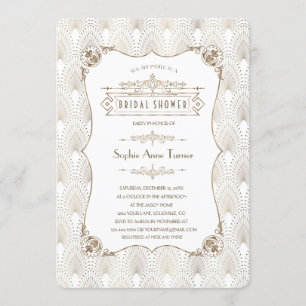 Gouden Fleur-de-lis Great Gatsby 20s Bruidsdiner Kaart
