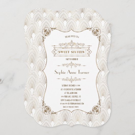 Gouden Fleur-de-lis Great Gatsby jaren 20 stijl Sw Kaart (Voorkant / Achterkant)