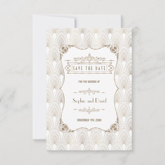 Gouden Fleur-de-lis Great Gatsby Jaren 20 Stijl Tr Save The Date (Voorkant)