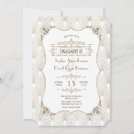 Gouden Fleur-de-lis Grote Gatsby Verlovingsfeest Kaart