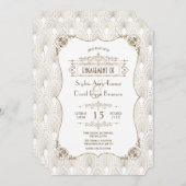 Gouden Fleur-de-lis Grote Gatsby Verlovingsfeest Kaart (Voorkant / Achterkant)