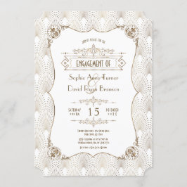 Gouden Fleur-de-lis Grote Gatsby Verlovingsfeest Kaart