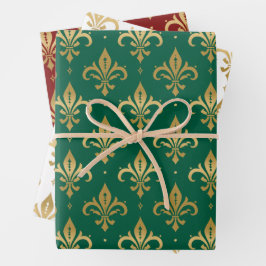 Gouden fleur-de-lis naadloos patroon inpakpapier vel