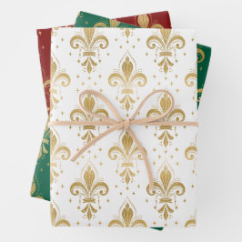 Gouden fleur-de-lis naadloos patroon inpakpapier vel