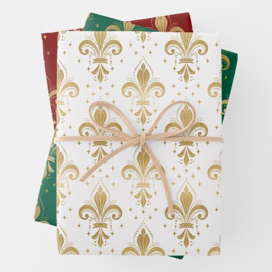 Gouden fleur-de-lis naadloos patroon inpakpapier vel (In situ)