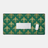 Gouden fleur-de-lis naadloos patroon op groen bureaumat (Keyboard & Muis)
