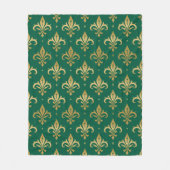 Gouden fleur-de-lis naadloos patroon op groen fleece deken (Voorkant)
