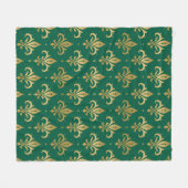 Gouden fleur-de-lis naadloos patroon op groen fleece deken (Voorkant (Horizontaal))