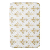 Gouden fleur-de-lis naadloos patroon op wit badmat (Voorkant Verticaal)