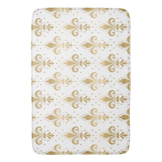 Gouden fleur-de-lis naadloos patroon op wit badmat (Voorkant Verticaal)