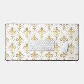 Gouden fleur-de-lis naadloos patroon op wit bureaumat (Keyboard & Muis)