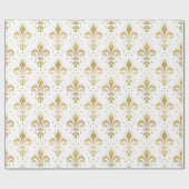 Gouden fleur-de-lis naadloos patroon op wit cadeaupapier (Vlak)