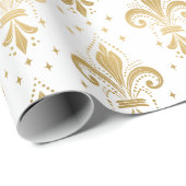 Gouden fleur-de-lis naadloos patroon op wit cadeaupapier (Rol Hoek)