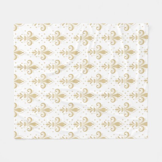 Gouden fleur-de-lis naadloos patroon op wit fleece deken (Voorkant (Horizontaal))