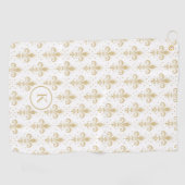 Gouden fleur-de-lis naadloos patroon op wit golfhanddoek (Horizontaal)