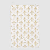 Gouden fleur-de-lis naadloos patroon op wit golfhanddoek (Voorkant)