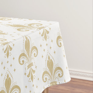 Gouden fleur-de-lis naadloos patroon op wit tafelkleed