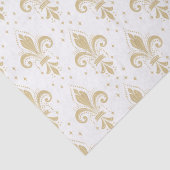 Gouden fleur-de-lis naadloos patroon op wit tissuepapier (Detail)